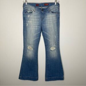 Express Y2K Fit and Flare Stella Distressed Jeans